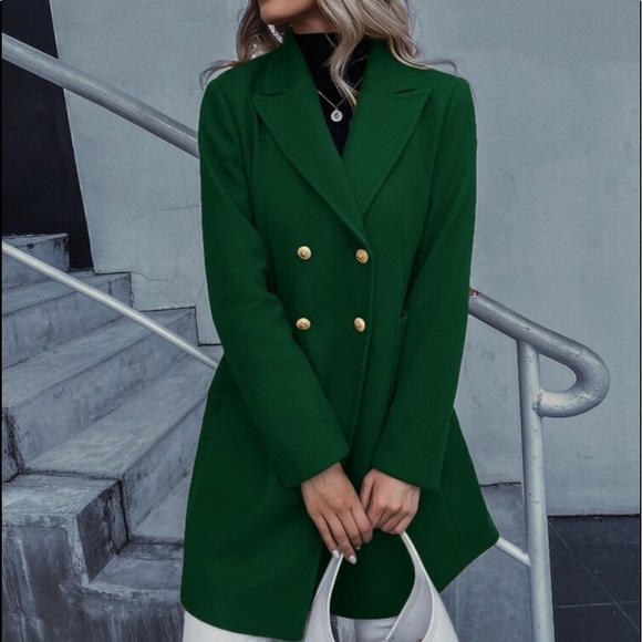 Elegant Classic Button Double Breast Pea Coat Jacket Outwear - Picture 15 of 17